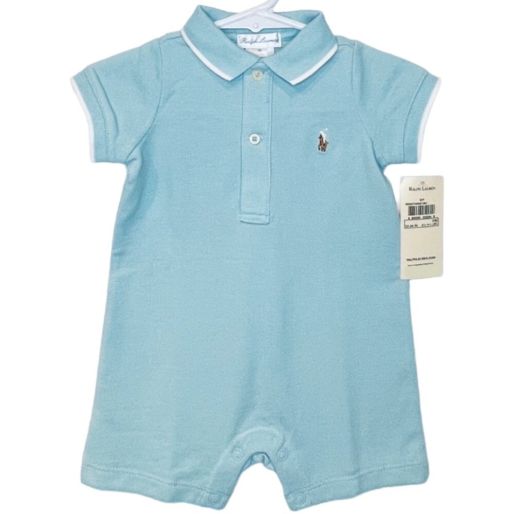 Ralph Lauren - NWT 3mo classic light blue cotton polo shortall